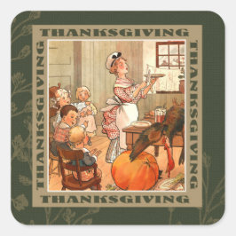 Happy thanksgiving. Vintage Art Fyrkantigt Klistermärke