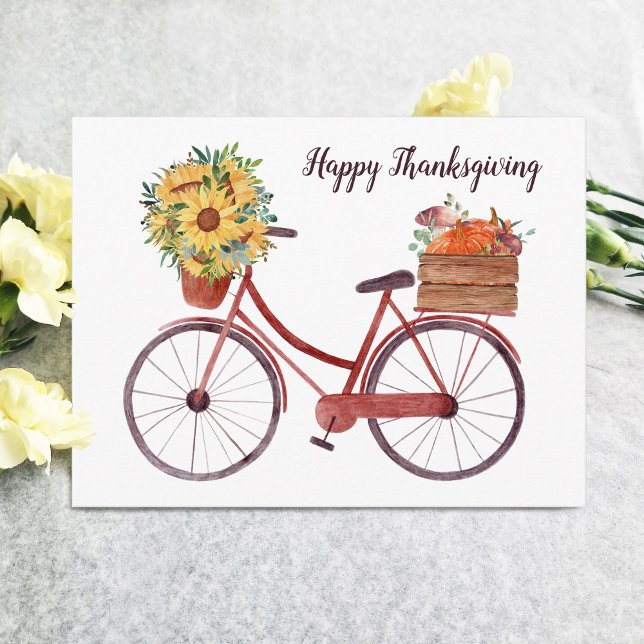 Happy thanksgiving Vintage Bicycle Vykort (Skapare uppladdad)