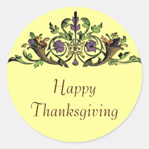 Happy thanksgiving Vintage Cornucopia Lg Sticker Runt Klistermärke