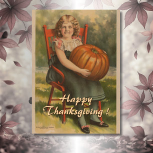 Happy thanksgiving Vintage Girl med Pumpkin Kort