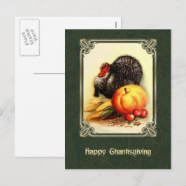 Happy thanksgiving. Vintage Turkiet och Pumpkin Helg Vykort