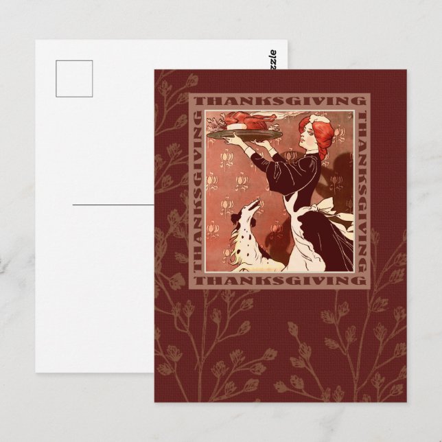 Happy thanksgiving. Vintagens vykort (Fram/baksida)