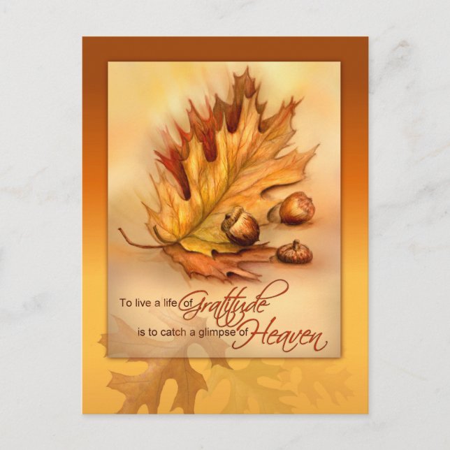 Happy thanksgiving vykort Höst löv och  (Framsida)