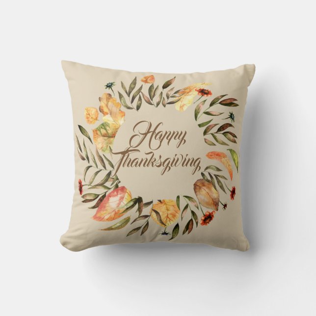 Happy thanksgiving Wand Pillow Kudde (Framsida)