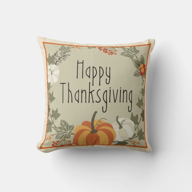 Happy thanksgiving Wandew/Pumpkin Pillow Kudde (Framsida)