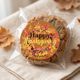 Happy thanksgiving Watercolor Höst löv Wandeans Runt Klistermärke