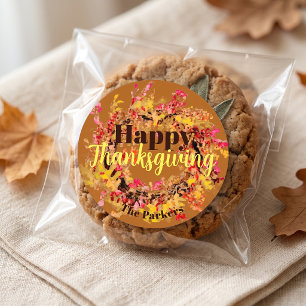 Happy thanksgiving Watercolor Höst löv Wandeans Runt Klistermärke