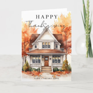 Happy thanksgiving Watercolor House Real Gods Helgkort