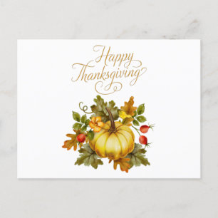 Happy thanksgiving Watercolor Pumpkin, Ro Hips Vykort