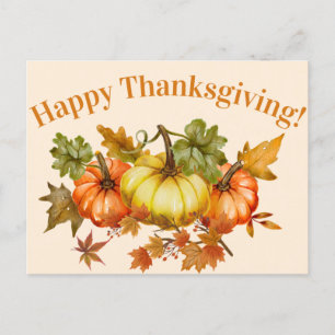 Happy thanksgiving Watercolor Pumpkins and Löv Helg Vykort