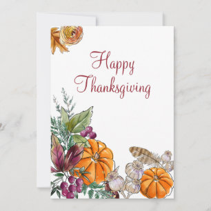 Happy thanksgiving Watercolor Pumpkins Autumn Julkort