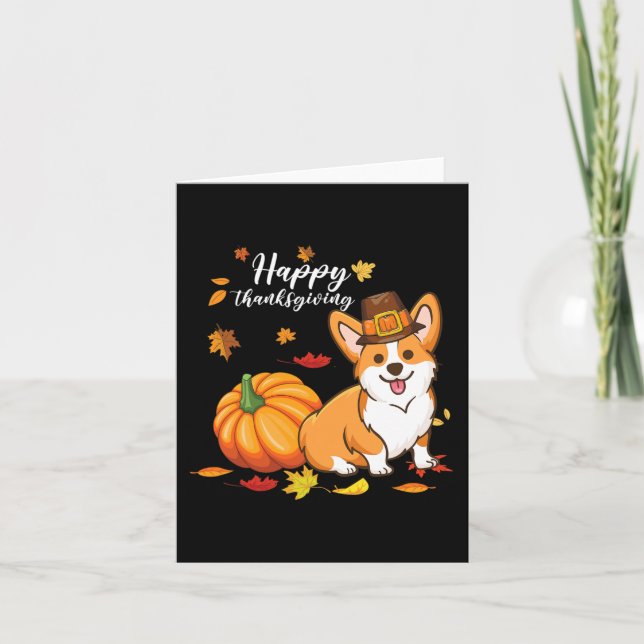 Happy thanksgiving Welsh Corgi Autumn Fall Thanksg Kort (Framsida)