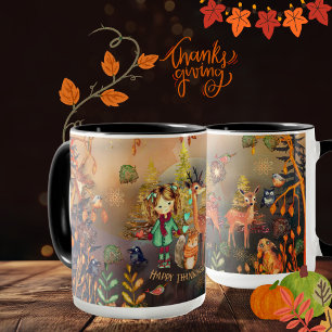 Happy thanksgiving Woodland Animals Mugg