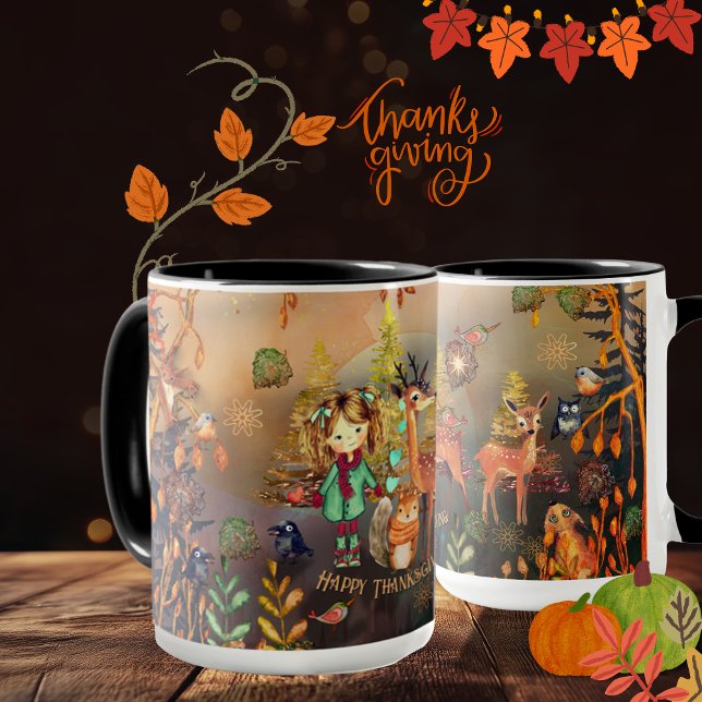 Happy thanksgiving Woodland Animals Mugg (Happy Thanksgiving Woodland Animals Mug)