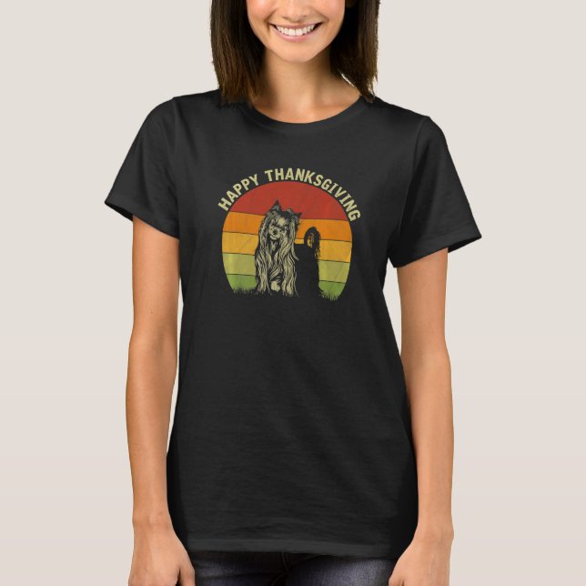 Happy Thanksgiving Yorkshire Terrier  Cute Thanksg T Shirt (Framsida)