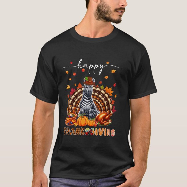 Happy thanksgiving Zebra Costume Turkey Fall Lämna T Shirt (Framsida)