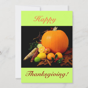 Happy thanksgivingdropp med pumpa och frukt inbjudningar