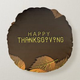 Happy thanksgivinghälsningar med höst löv rund kudde
