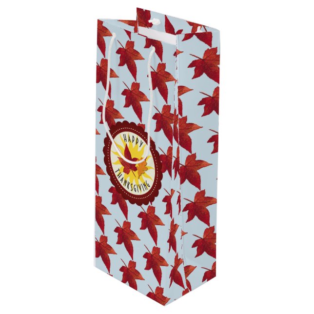 Happy thanksgivinghimmel och höst löv (Framsidan Vinklad)