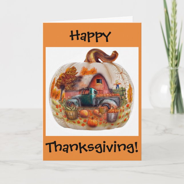 Happy thanksgivingkort, lass av pumpor helgkort (Framsida)