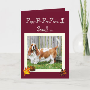 Happy thanksgivingkort w/Basset, Turkiet och paj Helgkort