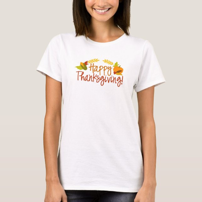 Happy thanksgivingkvinna T-tröja Tee (Framsida)
