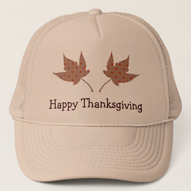 Happy thanksgivinglövlock truckerkeps (Framsida)