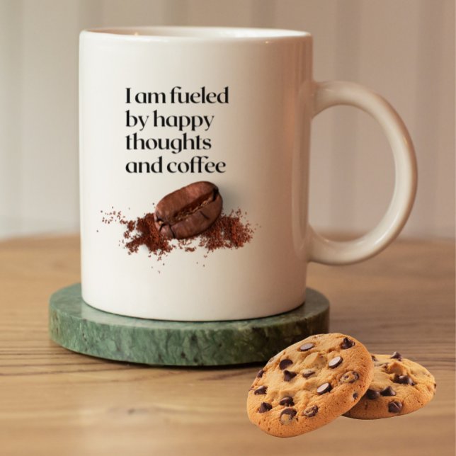 Happy Thoughts Coffee Bean Citat  Kaffemugg (Skapare uppladdad)
