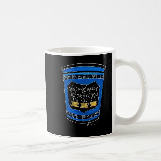 Happy To Serve You Blue Greek Diner Coffee Cup Nyc Kaffemugg (Höger)