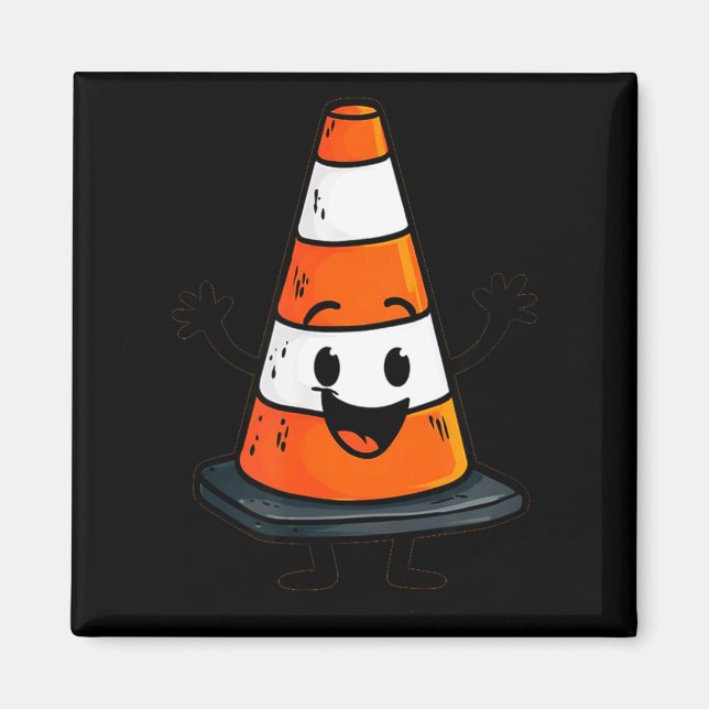 Happy Traffic Cone Look For Man And Woman  Magnet (Framsidan)