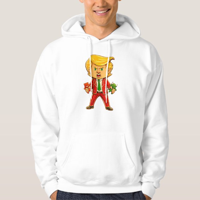 Happy Trump Funny Trump Bull Bear Trump Meme Chibi Hoodie (Framsida)