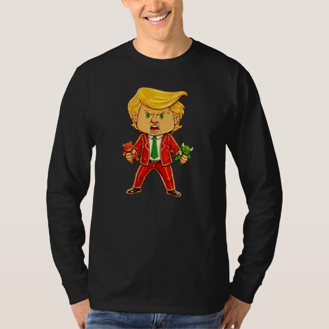 Happy Trump Funny Trump Bull Bear Trump Meme Chibi T Shirt (Framsida)