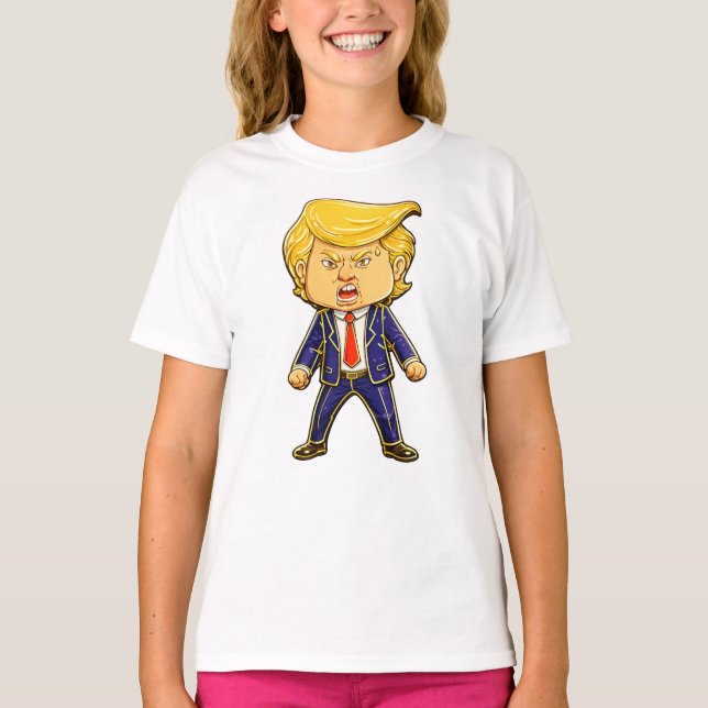 Happy Trump, Funny Trump Meme Angry Trump Pop Art T Shirt (Framsida)