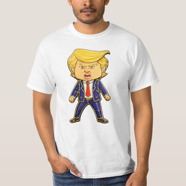 Happy Trump Lapel Pin Meme Angry Trump Pop Art T Shirt (Framsida)