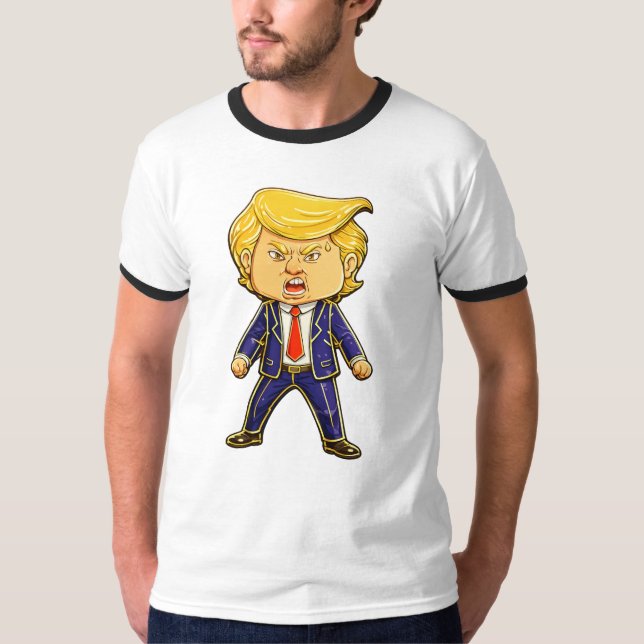 Happy Trump Lapel Pin Meme Angry Trump Pop Art T Shirt (Framsida)