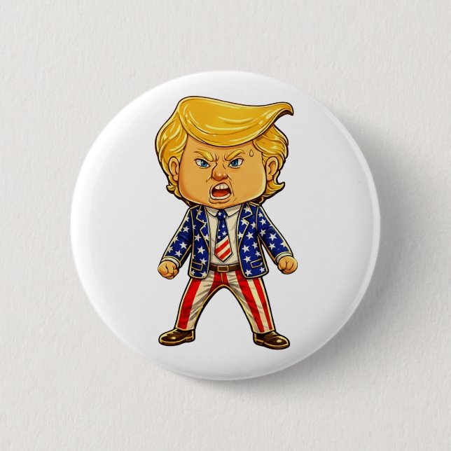 Happy Trump Lapelle Chibi Cartoon Patriotic Meme Knapp (Framsida)