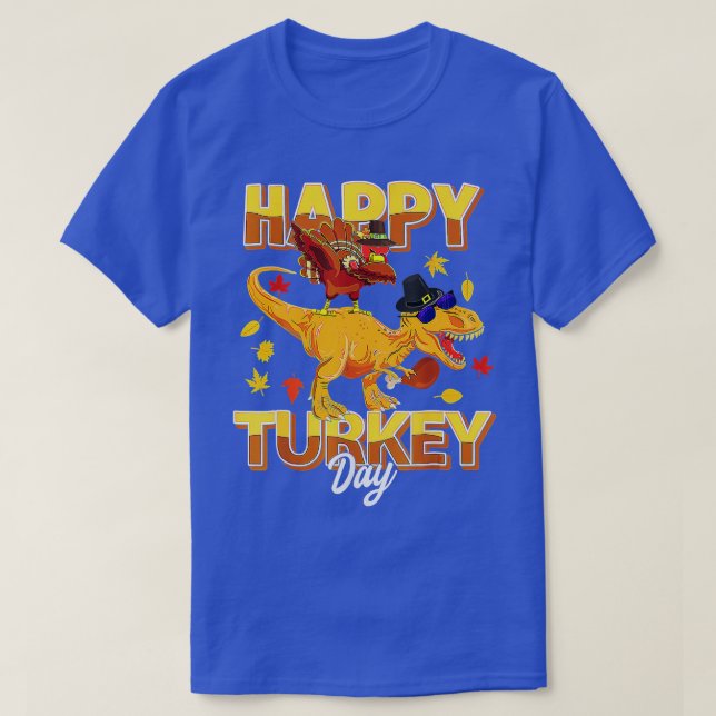 Happy Turkey Day Dabbing Turkey Saurus T Rex Thank Shirt (Design framsida)
