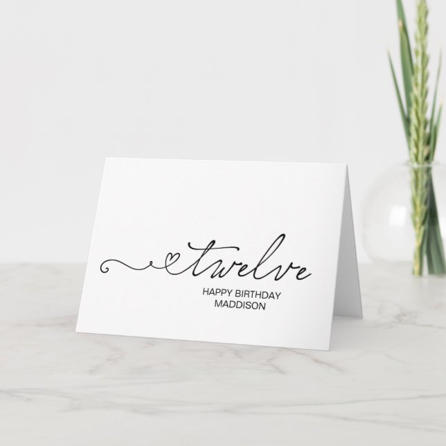 Happy Twelfth Birthday Turning Twelve Personalised Kort (Framsida)