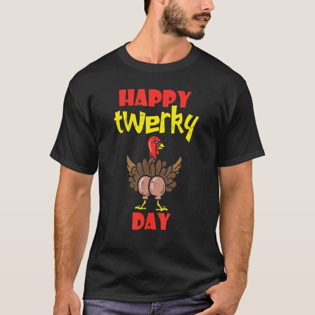 Happy Twerkey Turkey Day Cute Little Pilgrim Thank T Shirt (Framsida)