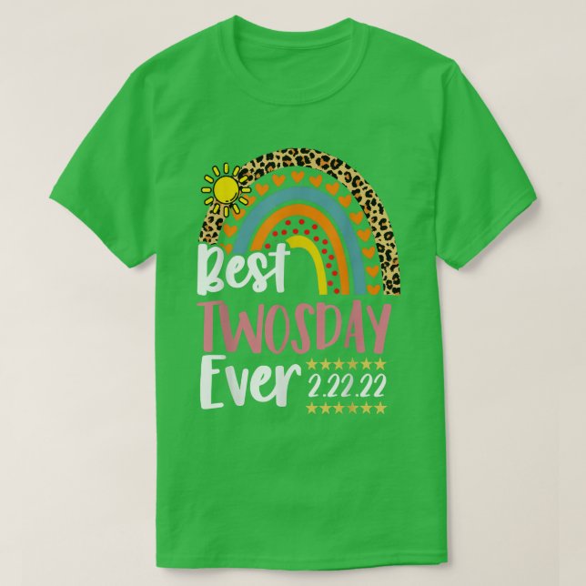 Happy Twosday 2022 Pink Leopard Best Twos Day Ever T Shirt (Design framsida)