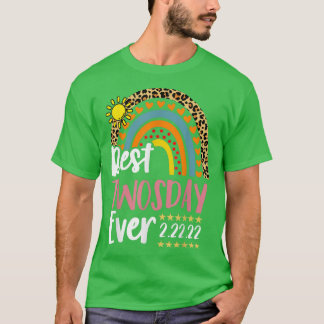Happy Twosday 2022 Pink Leopard Best Twos Day Ever T Shirt