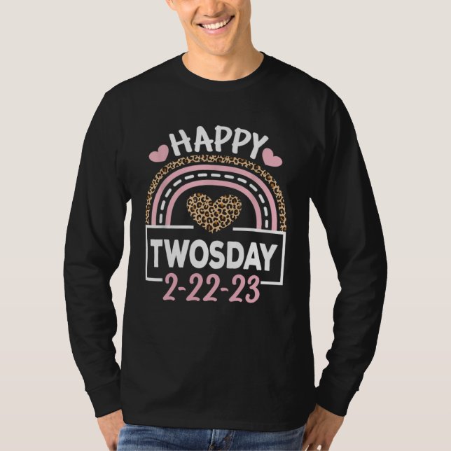 Happy Twosday 2023  Pink Leopard Twos Day 22223 T Shirt (Framsida)