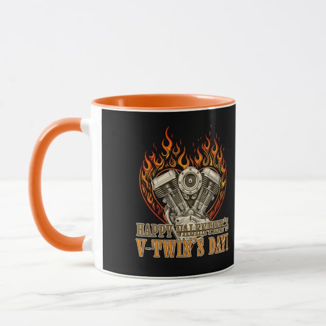 Happy V-Twin’s Day, Anti Valentine, Chopper Lovers Mugg (Vänster)