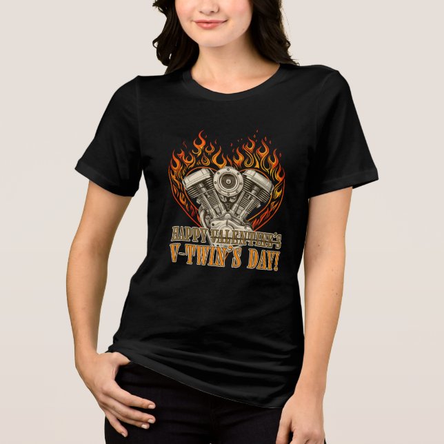 Happy V-Twin’s Day, Anti Valentine, Chopper Lovers T Shirt (Framsida)