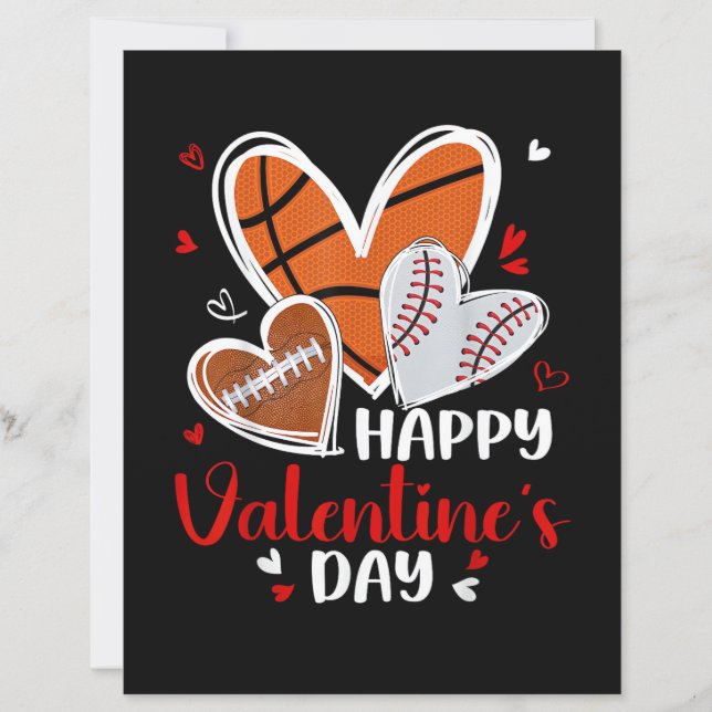 Happy Valentine Baseball Football Basketball Heart (Framsida)