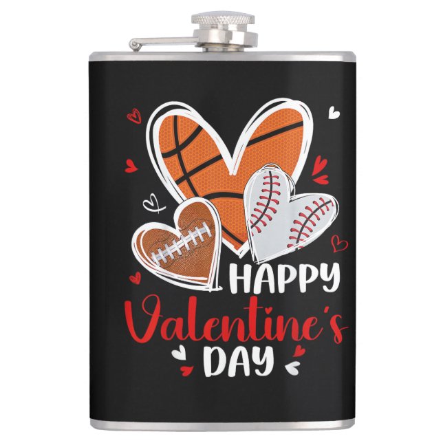 Happy Valentine Baseball Football Basketball Heart Fickplunta (Framsidan)
