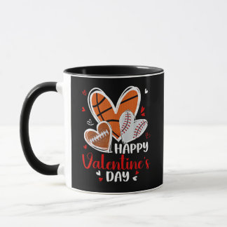 Happy Valentine Baseball Football Basketball Heart Mugg