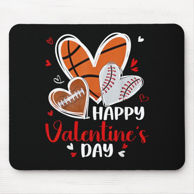 Happy Valentine Baseball Football Basketball Heart Musmatta (Framsidan)