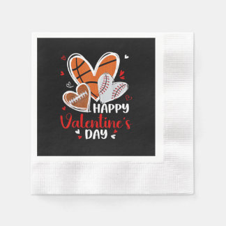 Happy Valentine Baseball Football Basketball Heart Pappersservett