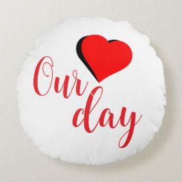 Happy Valentine Day Rund Kudde